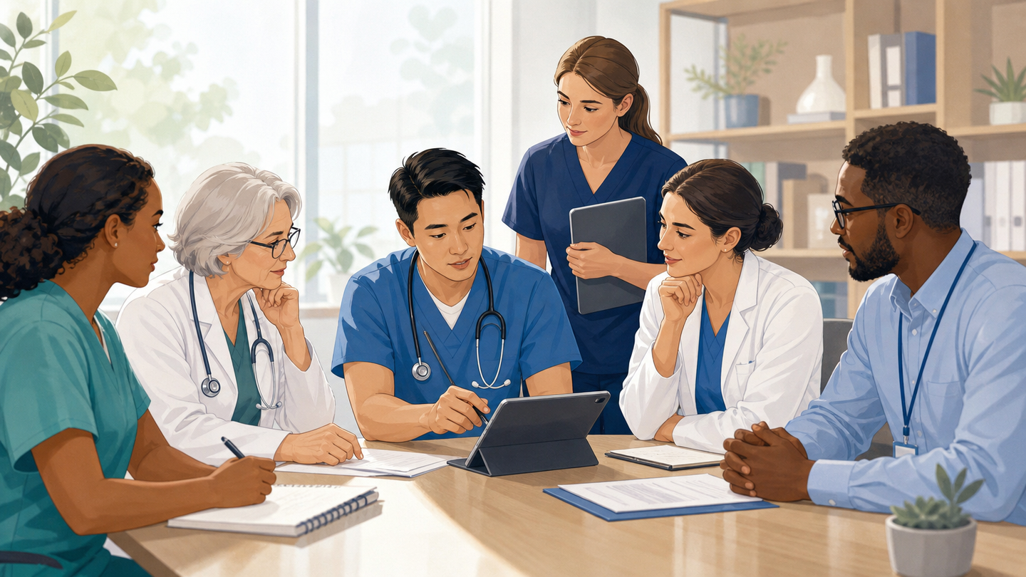 Supporting editorial scene for Understanding Health Care Professional Credentials: Roles, Licensure, Certification, and Qualified Support